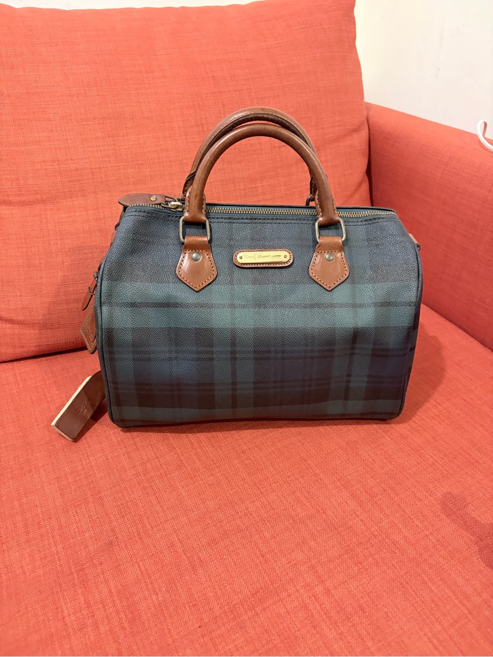 Ralph Lauren tartan speedy Small Plaid Satchel - Green/Black brown